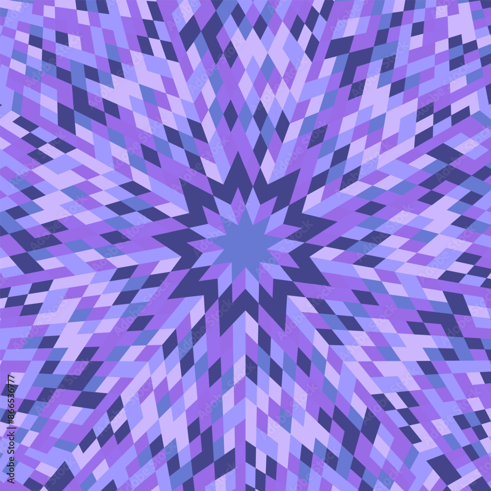 Poster dynamic tiled pattern mosaic background - circular abstract psychedelic vector design with geometric