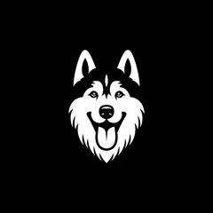 smilling husky tongue out silhouette vinyl sticker © Angga