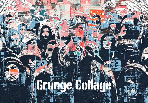 Grunge Collage Photo Effect Mockup With Generative AI