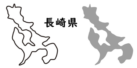 シンプルな日本の長崎県の地図のイラスト