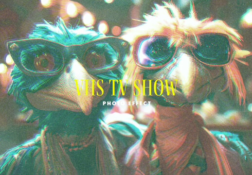 VHS TV Show Photo Effect Mockup