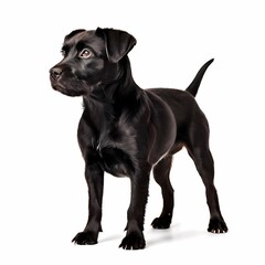 Naklejka premium Patterdale terrier dog breed standing against white background, AI Generated