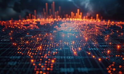 Fototapeta premium Digital global business network connection concept design, stock market.