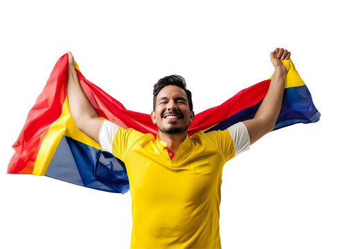 football fan with national flag