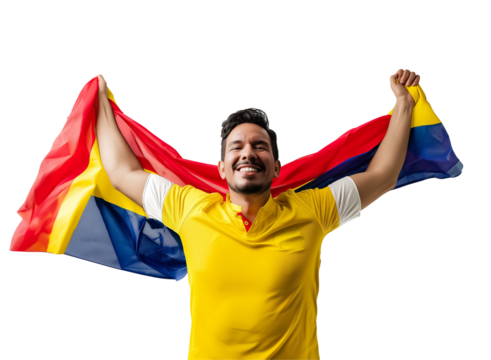 football fan with national flag