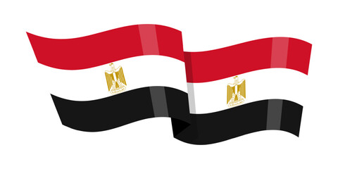 Vector illustration of wavy Egypt flag on transparent background