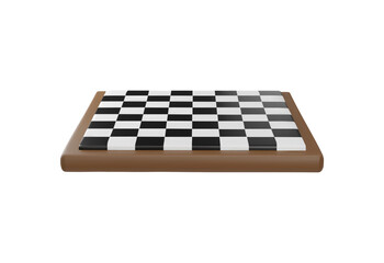 3d standard empty wooden chessboard.