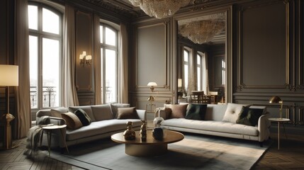 Fototapeta premium Interior design of cozy living room.