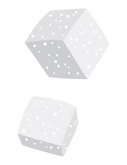 Sugar cartoon symbol. Sweet nutritious, tasty sugar. Refined cube sugar granulated or crystalline. Vector illustration