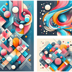 Obraz premium abstract set colorful backgrounds creative design featuring abstract colorful background vector illustrations