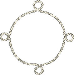 Rope border and frame. lasso twisted and crisscrossed until a circle.

