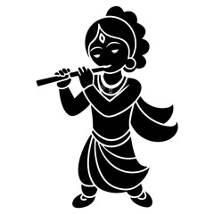 Kris no is on a flute  silhouette  vector