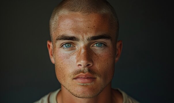 A young man with a bald head, symbolizing strength and resilience.
