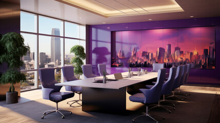 Modern Corporate Boardroom with City View