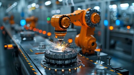Robotic Arm Performing Precision Welding in Factory