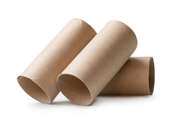 Tissue paper cores in stack isolated on white background with clipping path