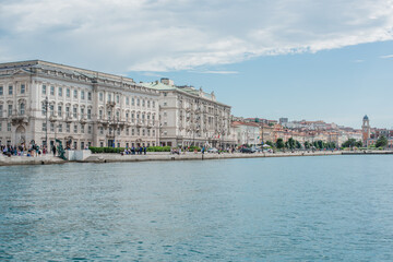 Obraz premium Landscape of Trieste views, concept of vacation in Italy. Old part of city center. Ideas for journey.