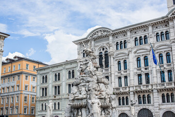 Landscape of Trieste views, concept of vacation in Italy. Old part of city center. Ideas for journey.