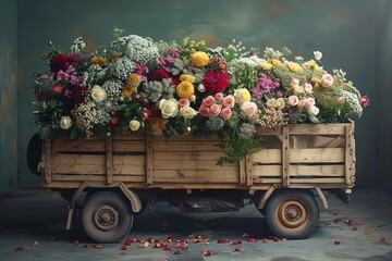 cart full of flowers