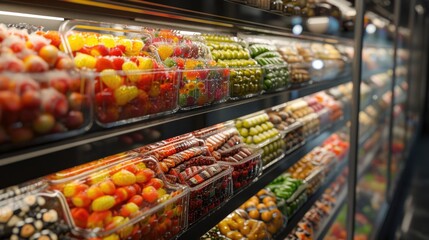 A fruit and vegetable display in a grocery store