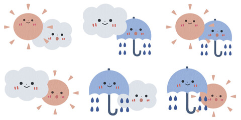 Obraz premium 天気の変化 アイコンイラストセット