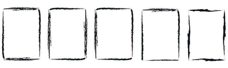 Grunge Frame Collection. Rough photo frames. Vector illustration isolated and editable strock border.