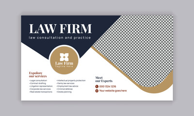 Law firm services social media post design or law consulting web banner template, and Instagram post or square flyer template