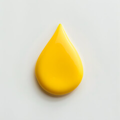 Yellow drop made out of plasticine, isolated on white background