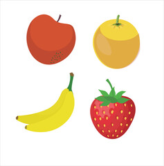 Apple, lemon, banana, strawberry vector illustration