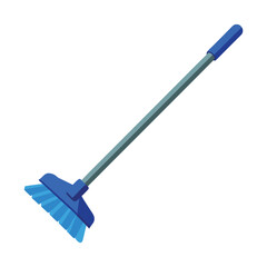 Blue plastic mop with adjustable handle isolated on white
