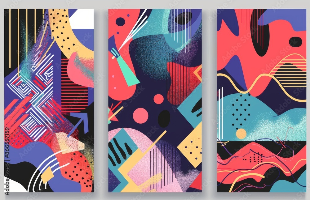 Poster text space for abstract geometric pattern backgrounds with bold simple shapes and elements. modern a