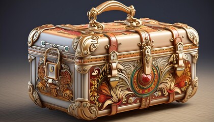 Luxury luggage: suitcase front, 8K quality, masterpiece, highly detailed