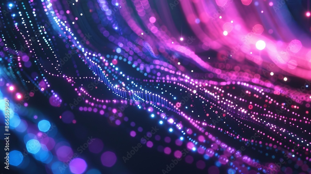 Aufkleber A 3D rendering of an abstract music background. A molecule background with DNA. A network with connecting dots and lines. A visualization of big data. The sound wave.