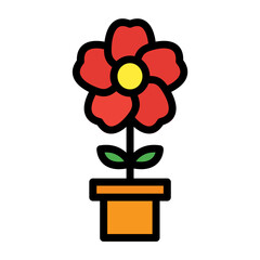 flowers icon color or logo illustration outline black style	