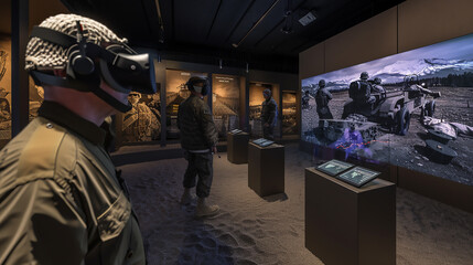 Virtual reality display of Veterans Day artifacts, guests explore digitally in real time.