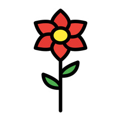 flowers icon color or logo illustration outline black style	