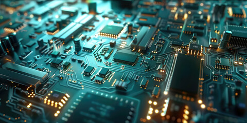 Obraz premium A close up of a computer chip with many small lights on it