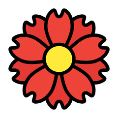 flowers icon color or logo illustration outline black style	