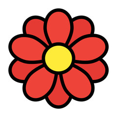 flowers icon color or logo illustration outline black style	