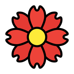 flowers icon color or logo illustration outline black style	