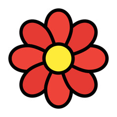flowers icon color or logo illustration outline black style	