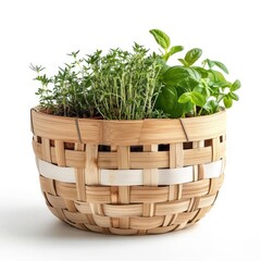 Naklejka premium A beautiful handwoven basket, perfect for storing small items or displaying plants