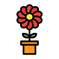 flowers icon color or logo illustration outline black style	
