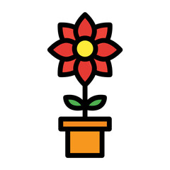 flowers icon color or logo illustration outline black style	
