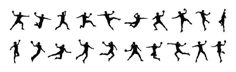 handball player silhouette man and woman handball player silhouette © Rinagraphica