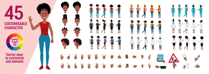 Customisable character set - 45 women poses and outfits easy design and animation