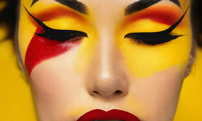 Obraz premium Yellow and red MAKEUP