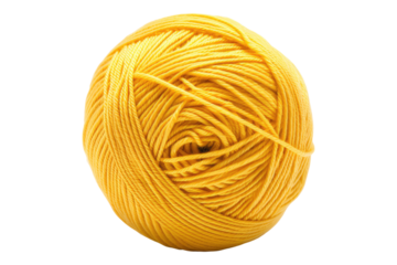 Ball of yellow yarn isolated on transparent background