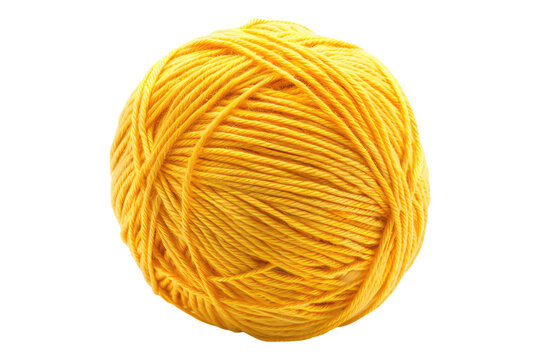 Ball of yellow yarn isolated on transparent background