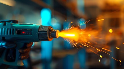 A powerful cordless heat gun in use